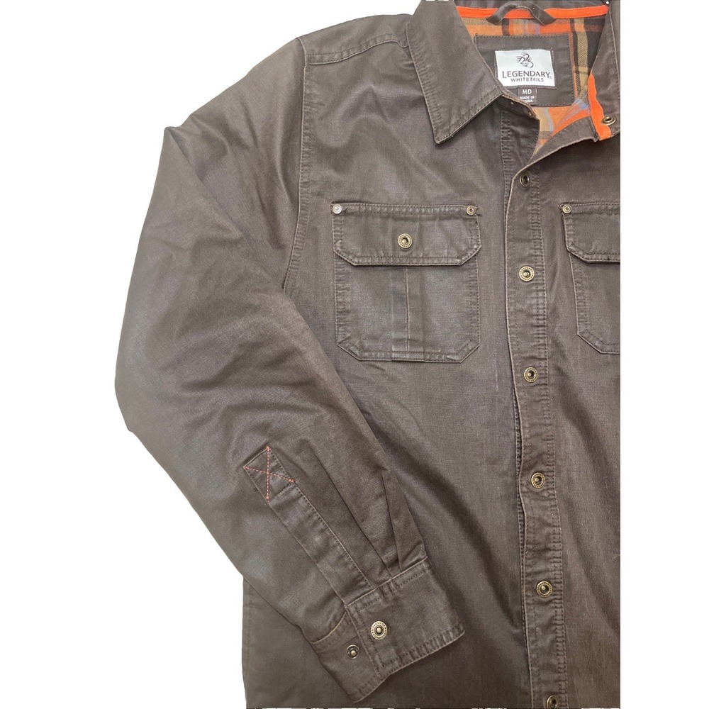 Legendary Whitetails Journeyman Shirt Jacket Mens Medium Gray Flannel Lined - Picture 7 of 13